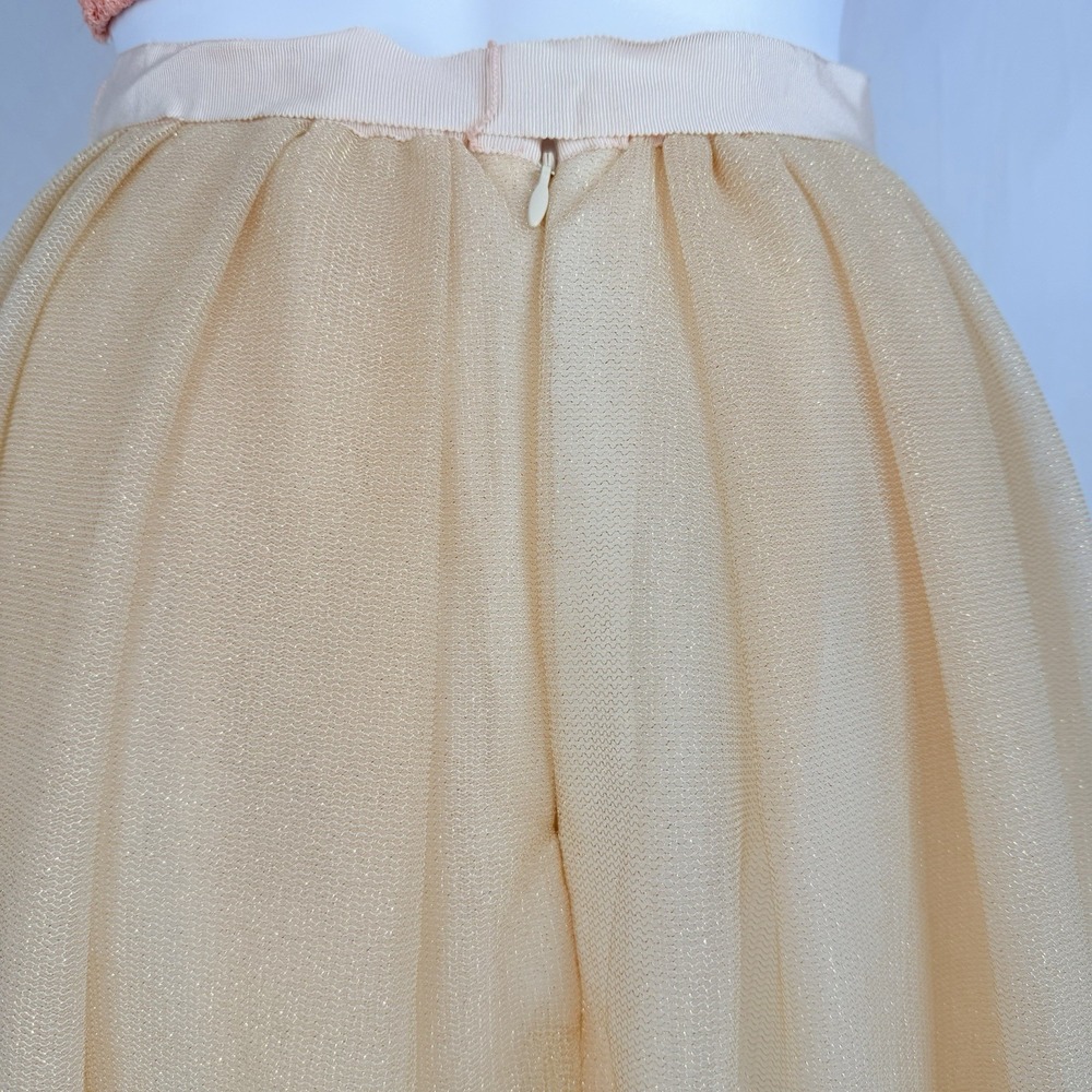 J.Crew Tulle Ball Skirt in Pale Buff Gold Pleated Ribbon Belt A-line Maxi Sz-00 - Picture 5 of 16